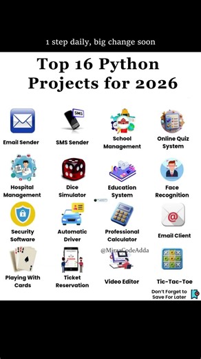 Top 16 Python Projects for 2026 🐍 Build real projects and level up 🚀