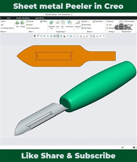 Sheet metal peeler design in creo parametric
