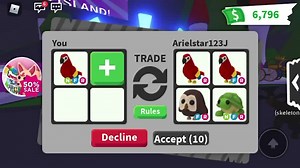 W/F/L? She scammed her tt and Roblox is ArielStar123j pls report #fyp #foryoupage #foryoupagethis #roblox #scammer #adoptme #neonparrot