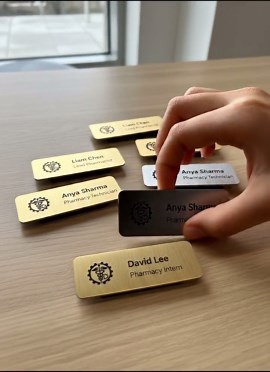 Magnetic Name Tags: Custom Laser Engraved Gold or Silver Metal, Personalized Magnetic Name Tags - Etsy