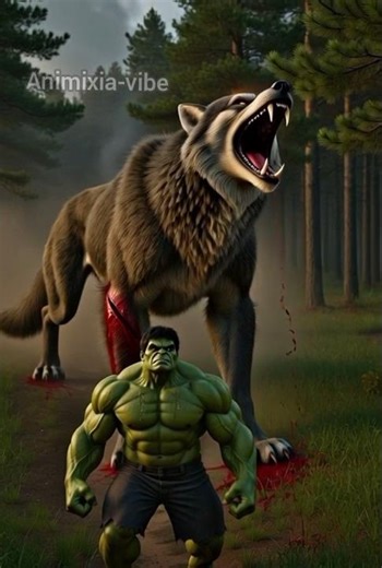 Hulk vs Monster Wolf #hulk #avengers
