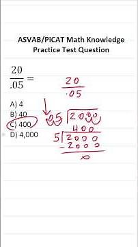 ASVAB/PiCAT Math Knowledge Practice Test Q: Fractions, Long Division, Decimals