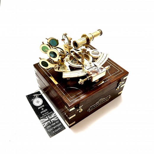 Antique Brass Sextant - Navigational Tool for Astronomy and Marine Navigation" Antique Maritime Nautical Compass Sextant Vintage Marine - Etsy