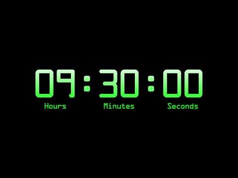 9 Hour and 30 Minute Countdown Timer with Alarm & Chapters - Retro Digital - Green & White