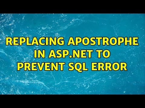 Replacing apostrophe in asp.net to prevent SQL error (4 Solutions!!)