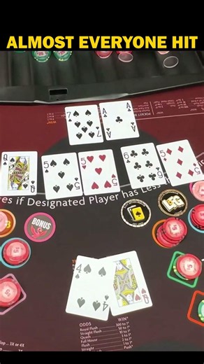 5 Players... 3 Full Houses and QUADS on One Hand!