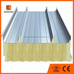 [Hot Item] 100mm Thickness Fireproof Rockwool/Mineral Wool Glass Wool Sandwich Wall Panel for Roof System with CE FM Approved Certificate