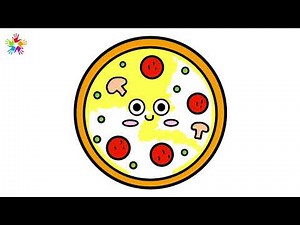 How To Draw Pizza EASY | Step-by-Step, Cute, Simple Pizza Drawing for Kids.