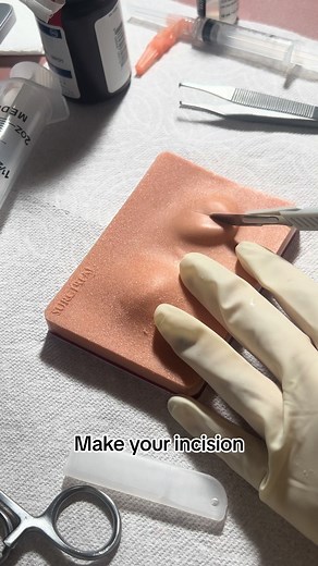 PA school procedure lab. Let’s do an incision and drainage!!! #paschool #pastudents #pa #pastudentlife #procedurelab #fyp #fypシ