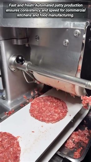 See how restaurant-grade burger patties are made quickly.