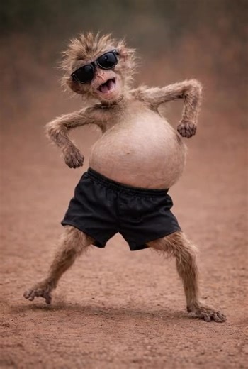 monkey belly dance 🤣😂🦧#viralvideo #1millionaudition #fypシ゚ #monkey #100k #aivideo #dance