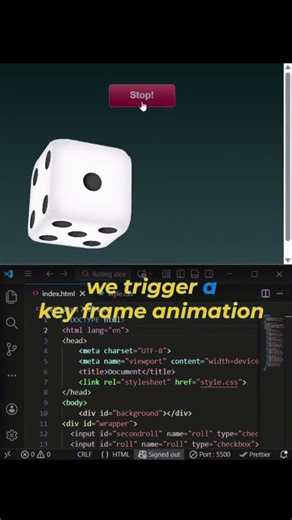 How to build this Rolling dice by using HTML and CSS in VS code.