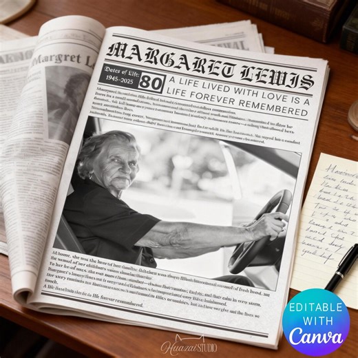 Editable Obituary Newspaper Templates | Life Story Templates | Funeral Memorial Newspapers | Farewell Ceremony Commemorative Publications - Etsy Canada