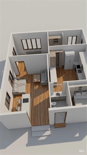 2bhk house plan with interior design #home