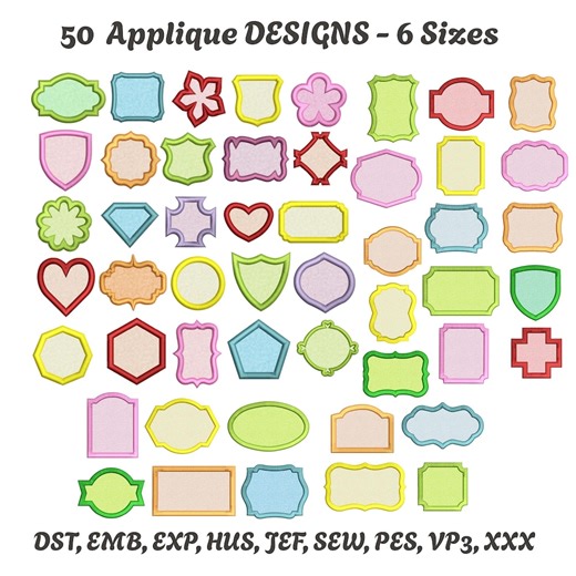 50 Applique Shapes Machine Embroidery Designs, Applique Frames Design, Applique Monogram Frames, Frames Applique, Applique Bundle of Shapes - Etsy Australia