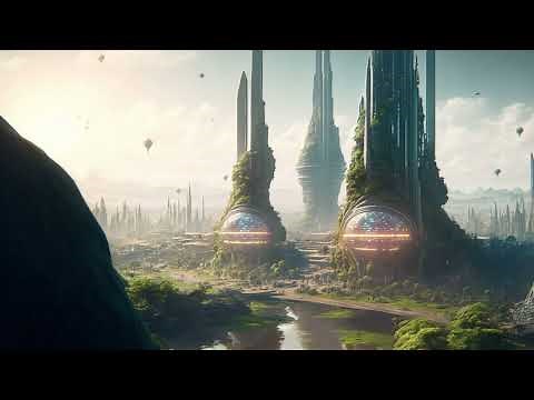 Spaceship in futuristic city - AI generated scene (Midjourney AI)