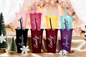 Personalized Cold Cup With Straw, Custom Name 24oz Tumbler, Bridesmaid Proposal Gift, Bachelorette Party Cups, Reusable Summer Drinkware - Etsy