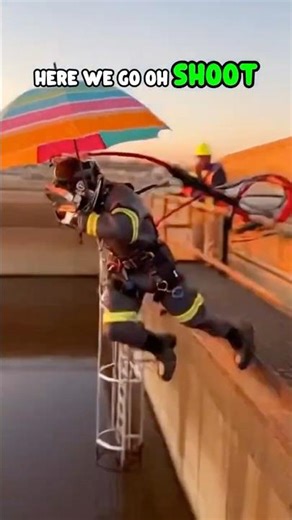 Professional Diver Tries Beach Umbrella Parachute EPIC FAIL