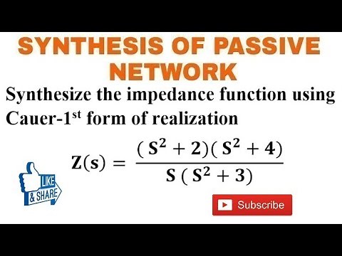 27. Numerical Problem on CAUER-1ST Form L-C Network Synthesis