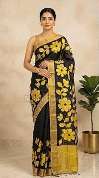 Hand Painted Zari Border Tussar Saree | Elegant Artistic Silk | Milan Creation #saree #milancreation
