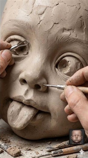 From Clay to Pixar-Style Baby Face 😱 Ultra Realistic 3D Sculpt Transformation Timelapse #Sculpting