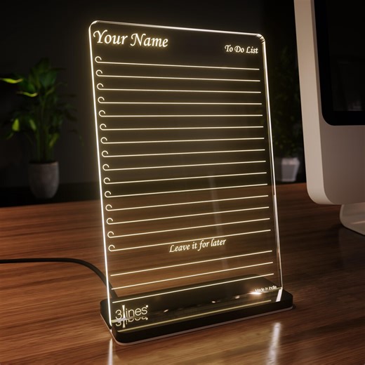 Customizable LED Writing Board | Acrylic Message Board With USB Stand, Home Office Desk Accessory - Etsy