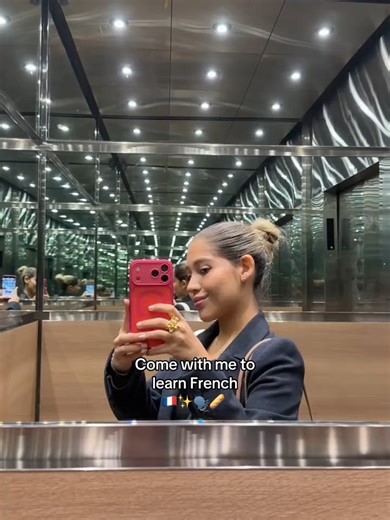 @itsgivingmariana ready to take over Paris☕🇫🇷 Book your free French demo class now! Link in our bio for more info #europeanacademy #miamilanguageschool #frenchclass #paris