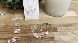 Pearl Necklace Floating Pearl Bridal Necklace Set Pearl Wedding Jewelry Pearl Wedding Necklace Bridal Jewelry Mothers Day Gift - Etsy