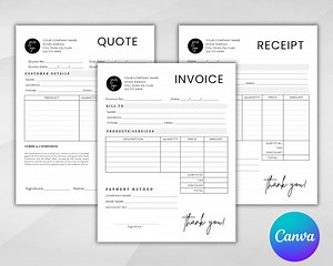 Editable Invoice Template. Quote Template. Receipt Template. Professional Business Invoice. Customer Receipt. Quote Form. Instant Download - Etsy