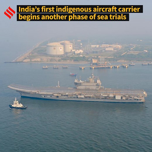 113K views · 4.8K reactions | The made-in-India aircraft carrier Indigenous Aircraft Carrier 1 began another set of sea trial on January 9. The vessel is expected to be commissioned into the Navy by August 2022 | Indian Express | Facebook