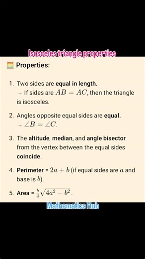 Mathematics Hub on Instagram: "Isosceles triangle properties #isoscelestriangle #viralreels #viral #maths #solve"