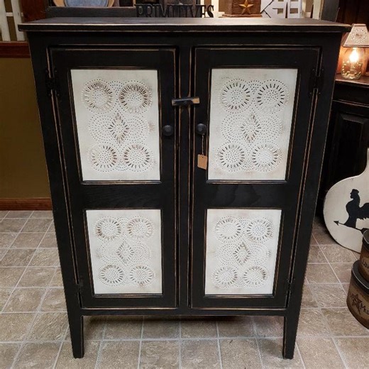 Rustic Farmhouse Kitchen Cabinet With Punched Tin Design, Vintage Pie Safe, Cottage Decor - Etsy