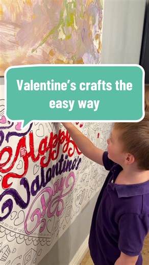 Since I hung this giant Valentines coloring sheet, my kids keep coming back to it day after day. It’s the perfect activity to leave out and by Valentine’s Day we’ll have a colorful banner to display! I love the giant size and this one comes with stickers. (Little tip: take the backing off to make the stickers easier to pull off. Bonus: hanging it on the wall sneaks in extra benefits like upper body strength, core stability, and the coordination kids need for handwriting and everyday skills. 👉Fi