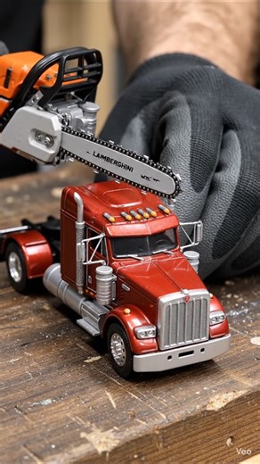 This Tiny STIHL Chainsaw vs american semi truck Model #shorts