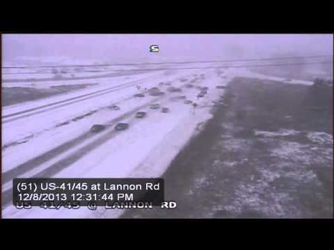 WisDOT video shows multi vehicle pileup on Hwy. 41/45 near Lannon Rd.