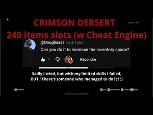 CRIMSON DESERT GET 240 INVENTORY SLOTS (With Cheat Engine)