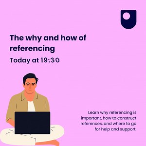 Don’t forget to join us TODAY at 19:30 to learn how to reference correctly and for advice on where to go for support. This session will suit you whether you’re new to referencing or need a refresher. 👉https://ow.ly/ixje50QxLeL Don’t worry if you can't make it. A session recording is available for you to watch. #OUstudents | The Open University Library