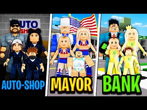 AUTO-SHOP FAMILY vs MAYOR FAMILY vs BANK FAMILY in Roblox BROOKHAVEN RP!!