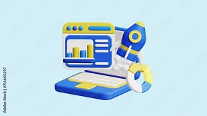 SEO Marketing 3D Animated Concept. Ideal for businesses, technology, companies, websites, apps, education, marketing, and promotion. Digital Marketing 3D animation.