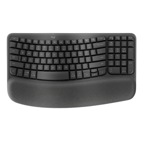 Logitech Wave Keys Wireless Ergonomic Keyboard with Cushioned Palm Rest, Comfortable Natural Typing, Graphite | Dell USA