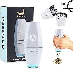 Banana Bros OTTO GO Electric Smart Spice Grinder - Automatic Herb Grinder with Smart AI Technology - Rechargeable via USB - Portable Milling for Dry Herbs and Spices - White - No Carrying Case