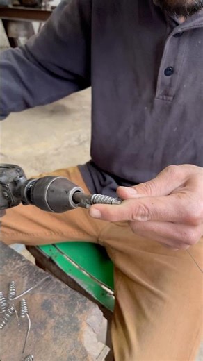 Simple Iron Wire Compression Spring Made on Drill Machine | DIY Spring Making #diy #shorts