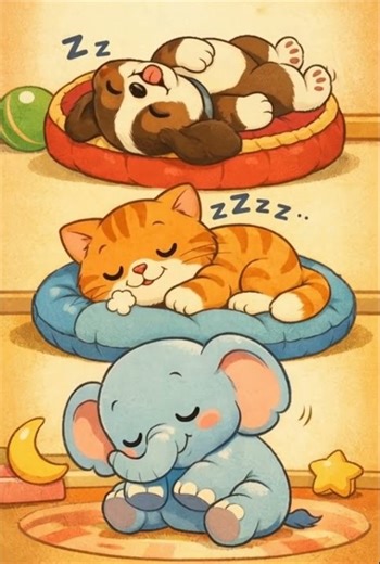 Cutest Snoring Trio: Kitten, Baby Elephant & Puppy 😴❤️
