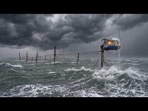 Fishing and Solo Sea Survival: Outlasting a Rainstorm in a 4m Hut