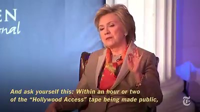 Hillary Clinton denounced President Trump's conduct in office during an interview with CNN correspondent Christiane Amanpour in Midtown Manhattan. | Video From The New York Times