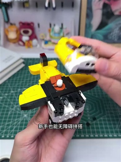 Pull String Plane No Motor No Battery Easy Build for Beginners Cute Building Blocks