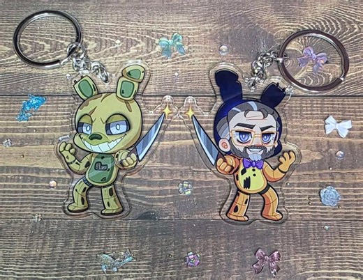 Springtrap William Afton Five Nights at Freddy's Acrylic Keychain 2.7 in Double Sided Double Boarded With a Steel Keyring Topper - Etsy