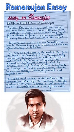 Srinivasa Ramanujana Essay in English / Essay on Ramanujan / ramanujan the great mathematician essay