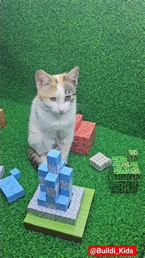 @Buildi_Kids Magnetic Papercraft | Minecraft Blacksmith with my cat