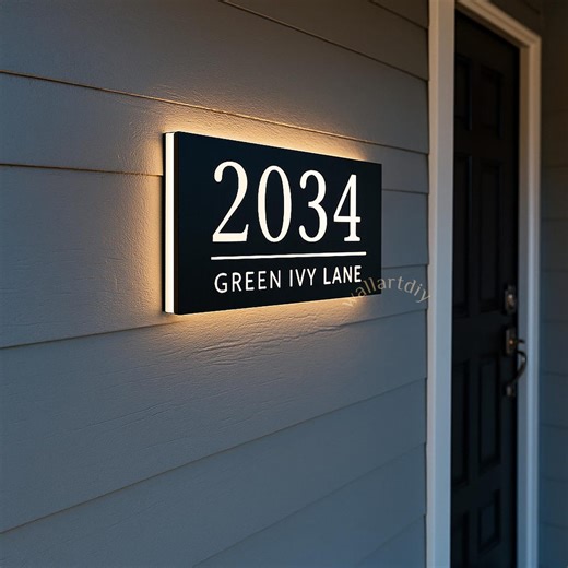 Custom LED Backlit House Number Sign – Modern Illuminated Address Plaque-weatherproof Outdoor Use - Etsy